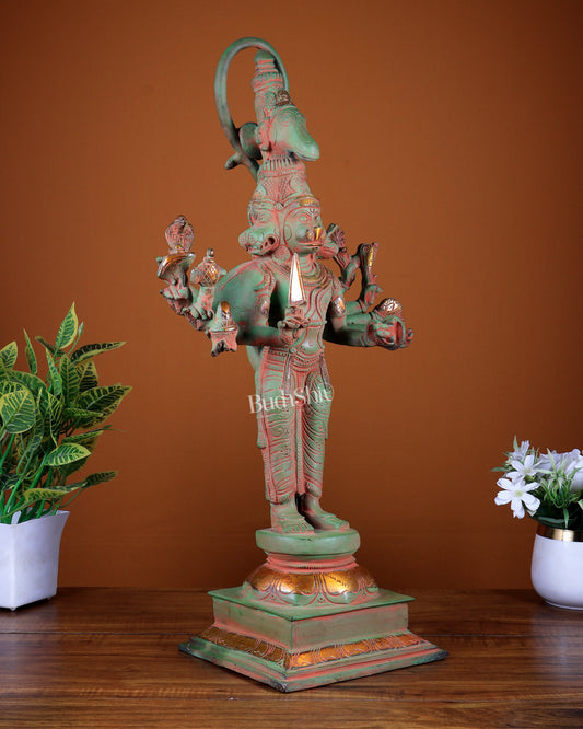 Brass Lord Panchmukhi Hanuman Statue - 22 Inch sand finish
