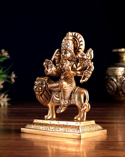 Brass Goddess Durga Idol – Miniature 4.75 inch