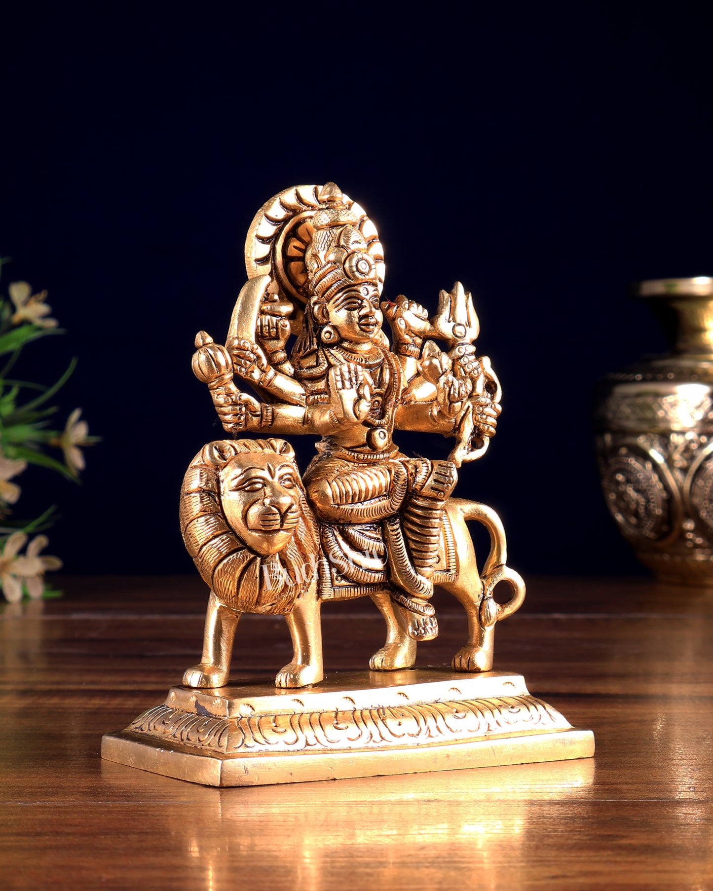 Brass Goddess Durga Idol – Miniature 4.75 inch