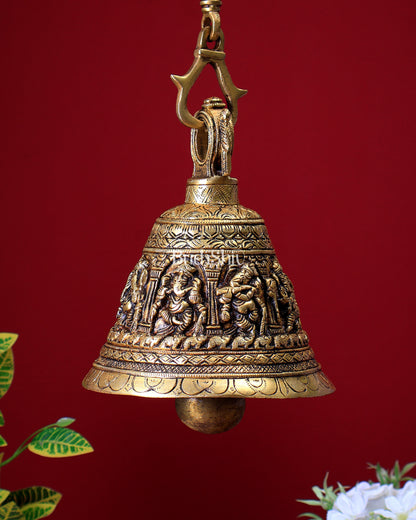 Brass Handcrafted Dancing Ganesha Hanging Temple Bell