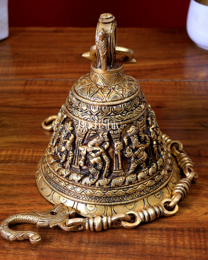 Brass Handcrafted Dancing Ganesha Hanging Temple Bell