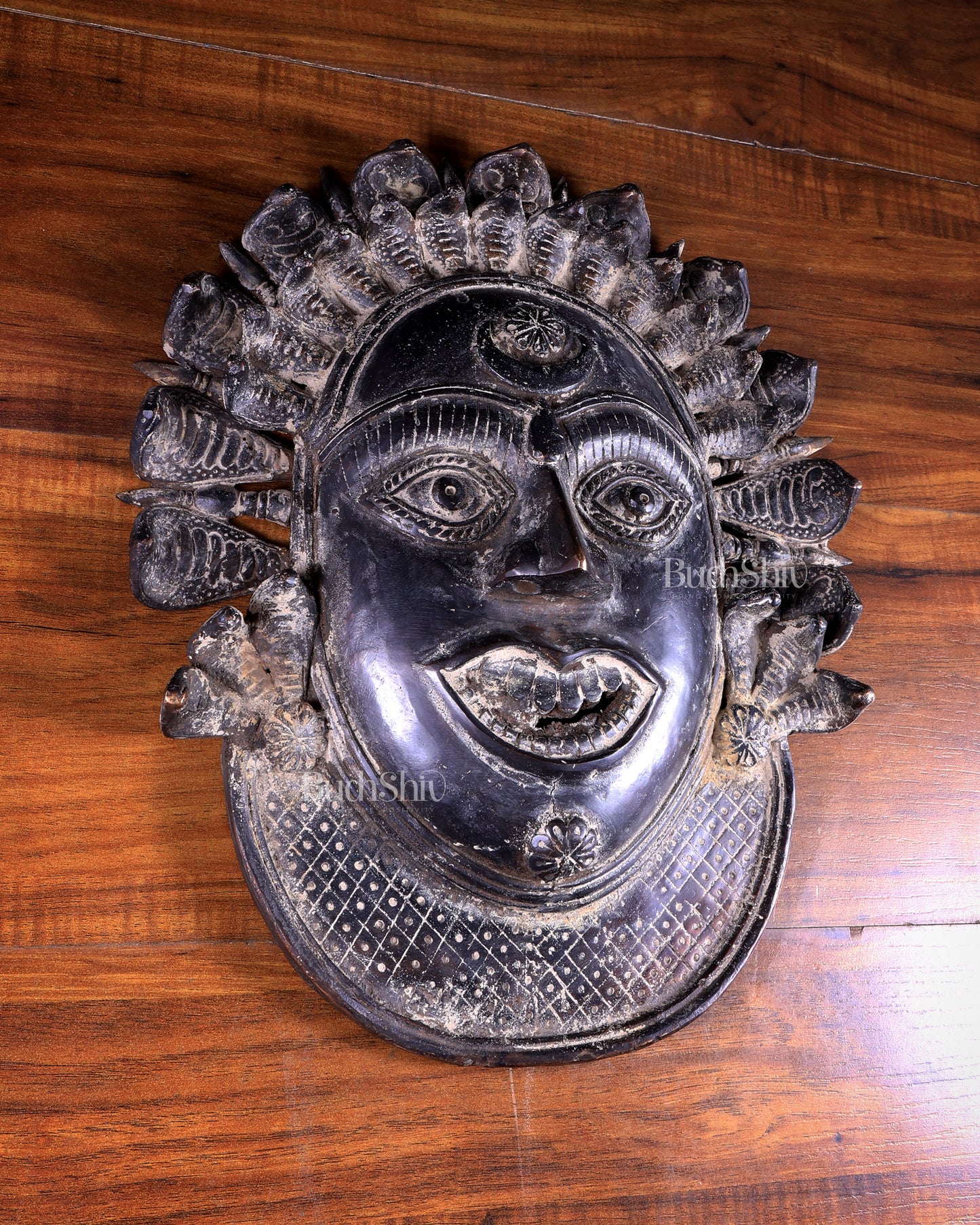 Vintage Bronze Panjurli Bhuta Mask – Traditional Protective Wall Artefact