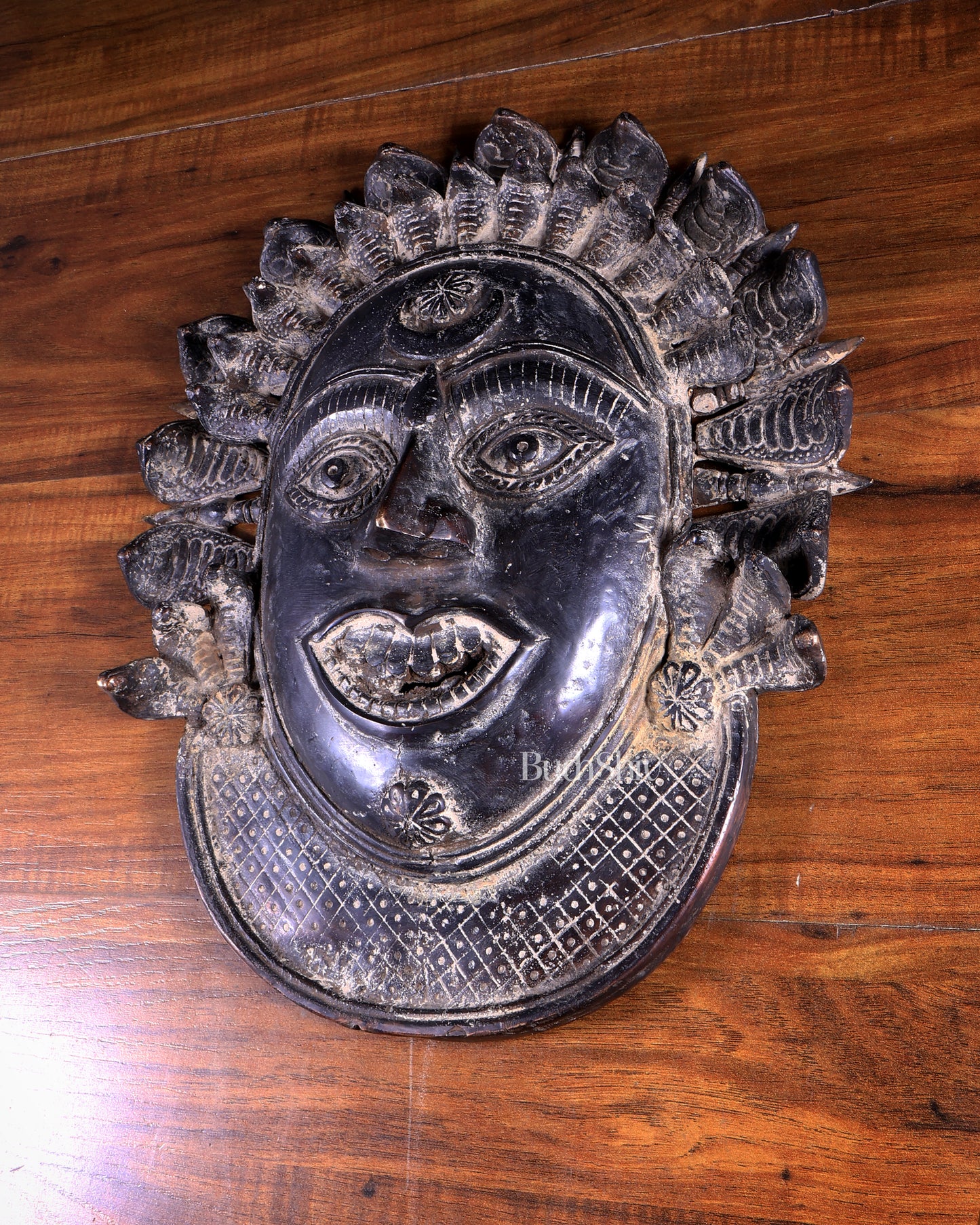 Vintage Bronze Panjurli Bhuta Mask – Traditional Protective Wall Artefact