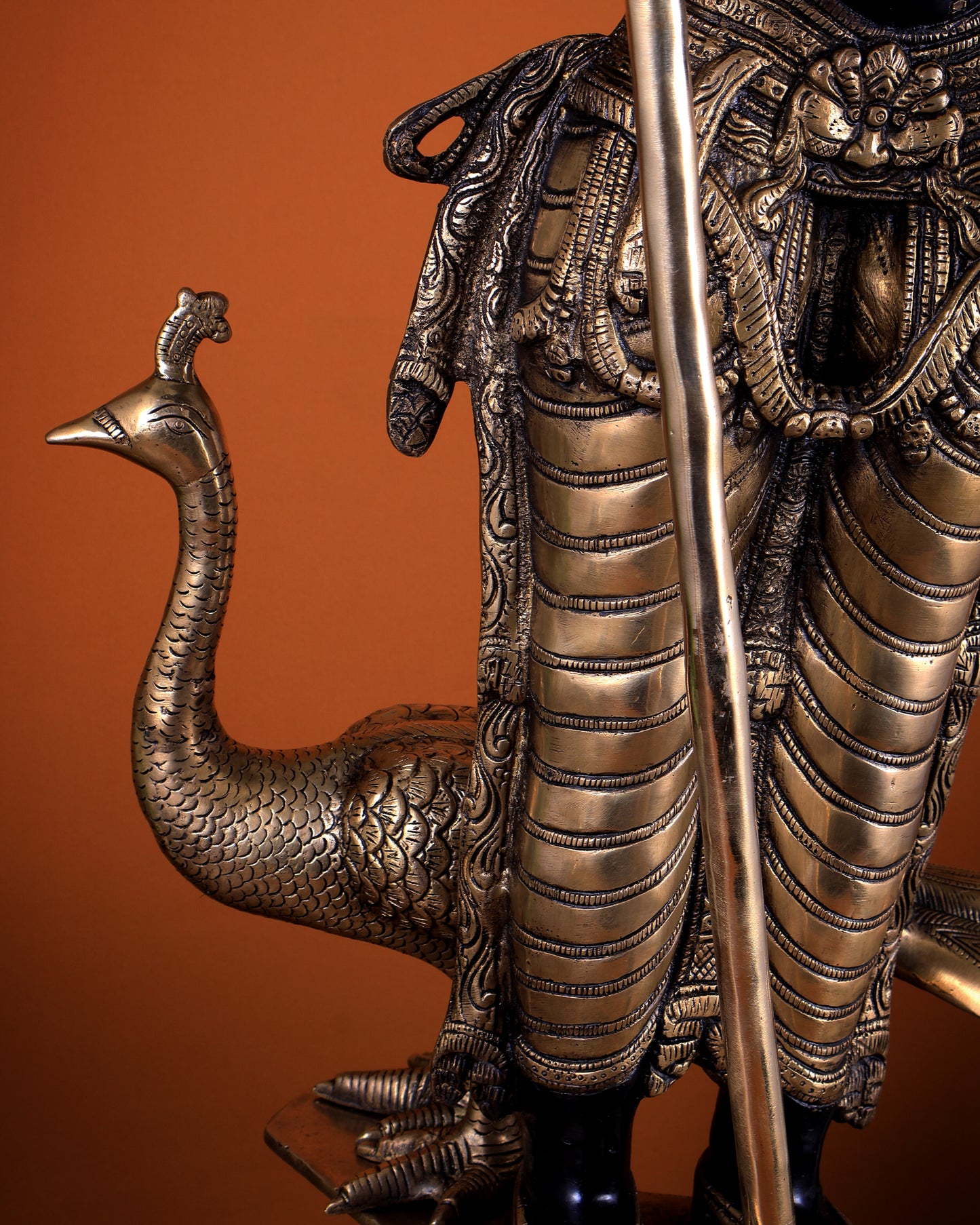 Pure Brass Large Murugan Kartikeya Statue | Black Finish 37 inch