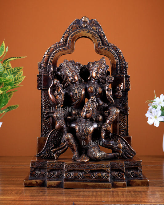 Brass Vishnu Lakshmi on Garud idol 12 inch