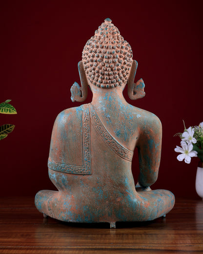 Brass Buddha statue rustic patina | 14 inch