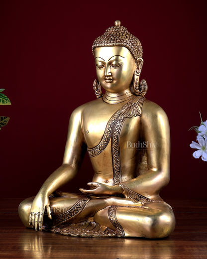 Brass Buddha Statue Bhoomisparsha Nirvana Buddha – 13 inch