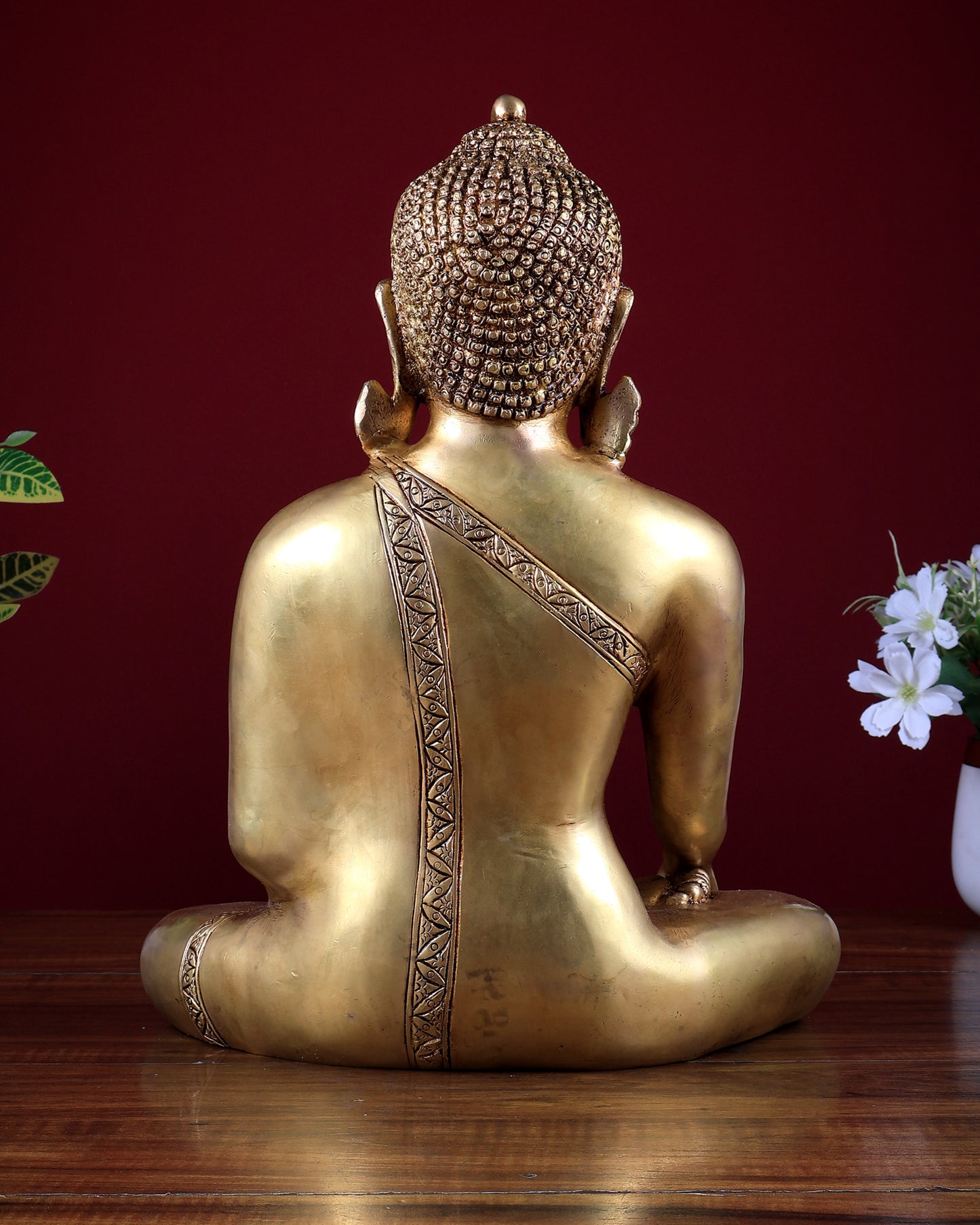 Brass Buddha Statue Bhoomisparsha Nirvana Buddha – 13 inch