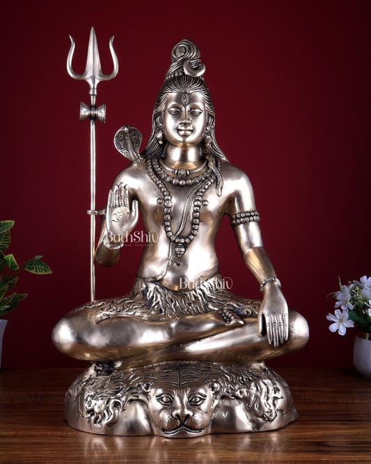Pure Brass Lord Shiva Statue - 23" matte finish