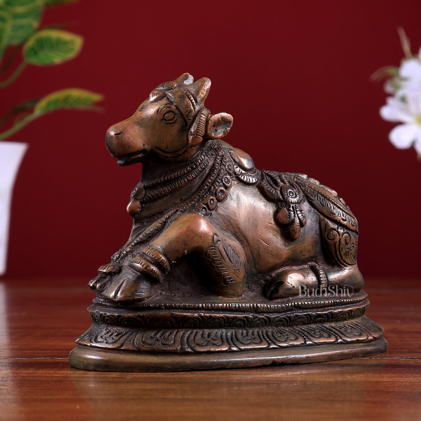 Pure Brass Nandi Statue – Small Size | Chola Bronze Tone 5 inch