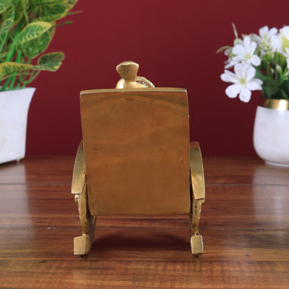 Pure Brass Lord Ganesha Seated on rocking Chair Idol Showpiece 6.5"