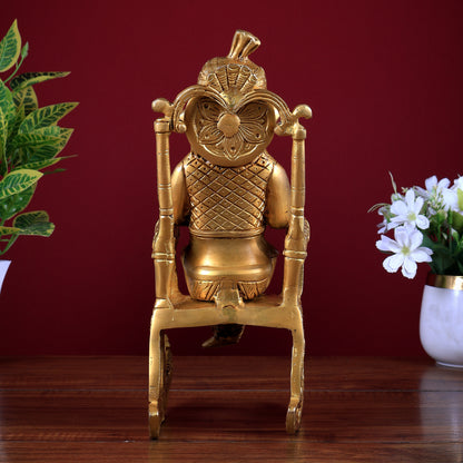 Pure Brass Lord Ganesha on Rocking Chair – Medium Size Idol & Showpiece 11 inch