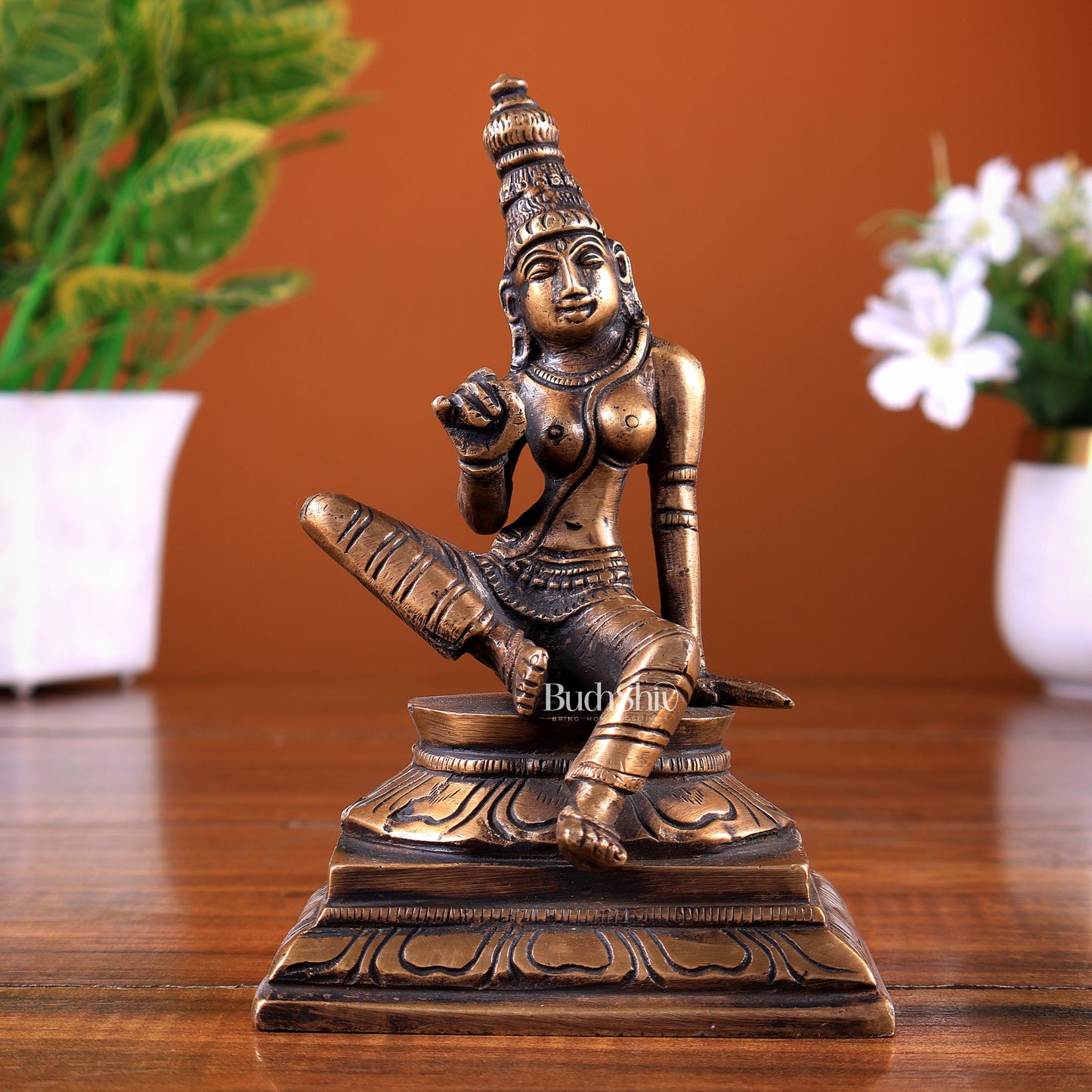Brass Uma Parvati Bhoga Shakti Idol – Antique Tone 5.7 inch