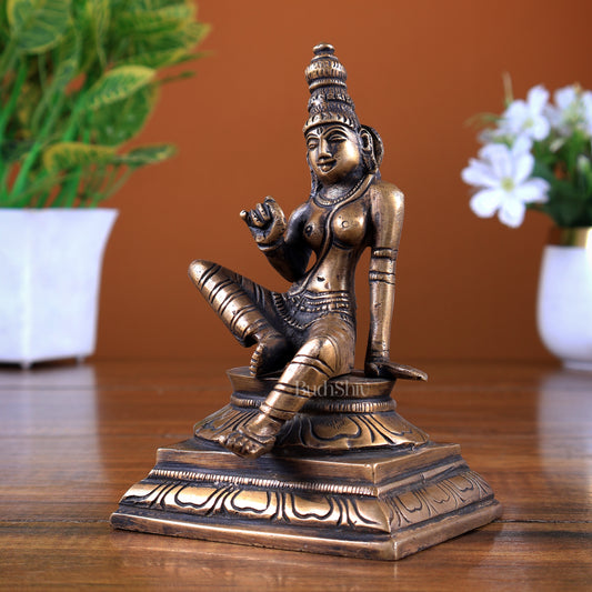 Brass Uma Parvati Bhoga Shakti Idol – Antique Tone 5.7 inch