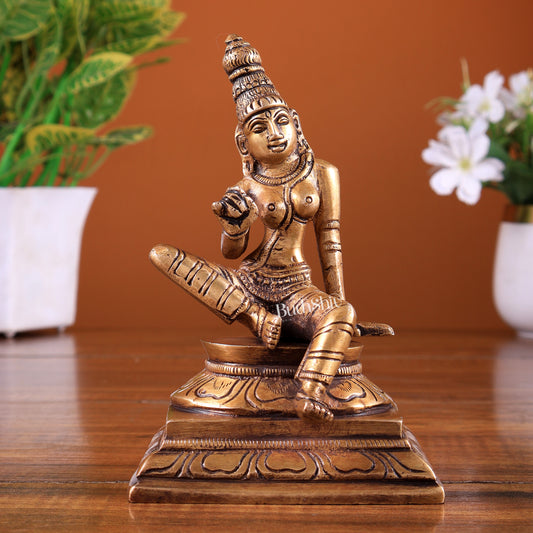 Brass Uma Parvati Bhoga Shakti Idol – Butter Gold Tone 5.5 inch