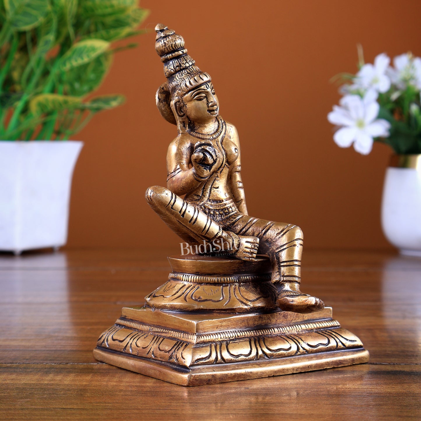 Brass Uma Parvati Bhoga Shakti Idol – Butter Gold Tone 5.5 inch