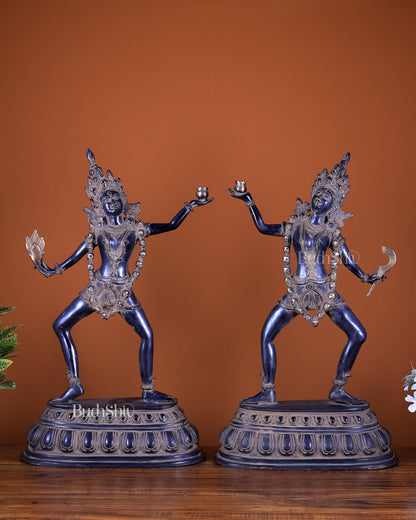 Brass Yogini Sculpture – Antique Patina Finish | Handcrafted Spiritual Artefact