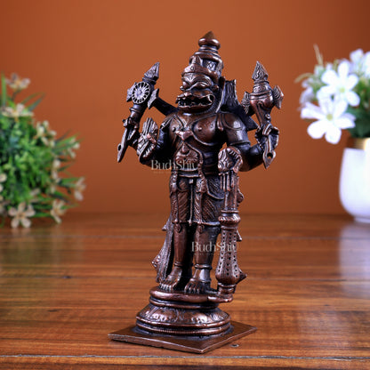 Pure Copper Lord Narasimha Standing Idol 6 inch