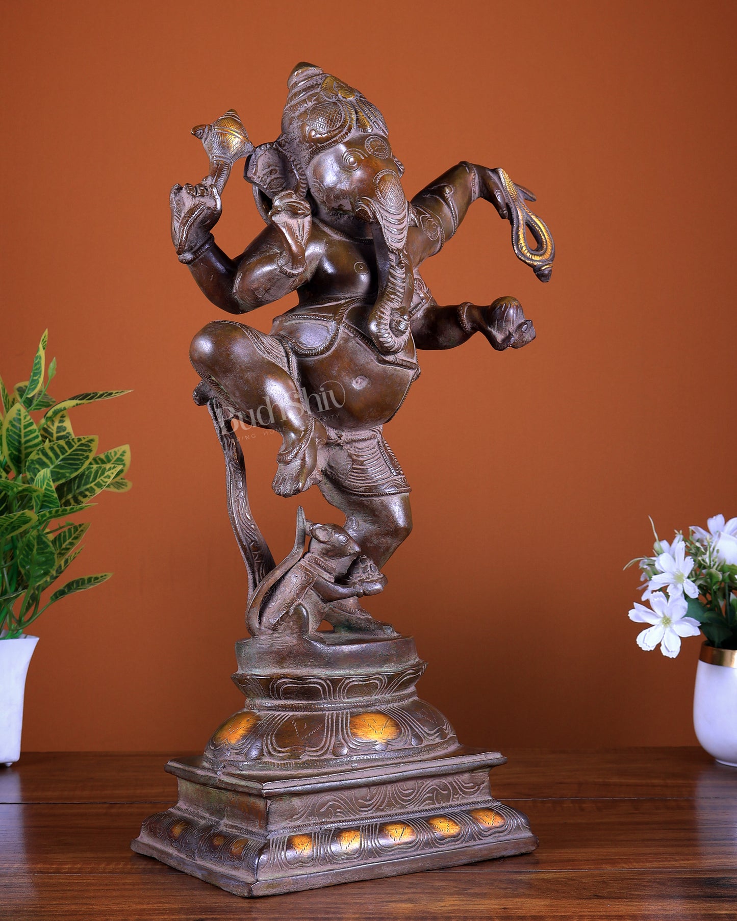 Brass Dancing Ganesha Statue Handcrafted Idol 18 inch