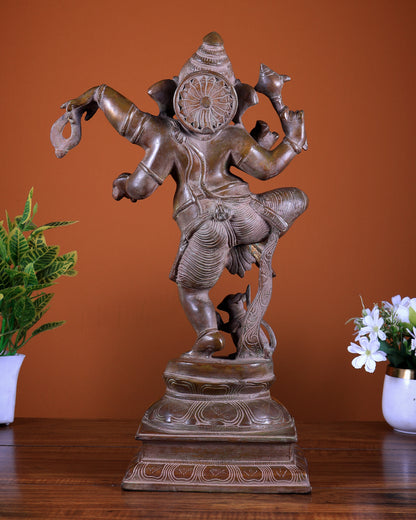Brass Dancing Ganesha Statue Handcrafted Idol 18 inch