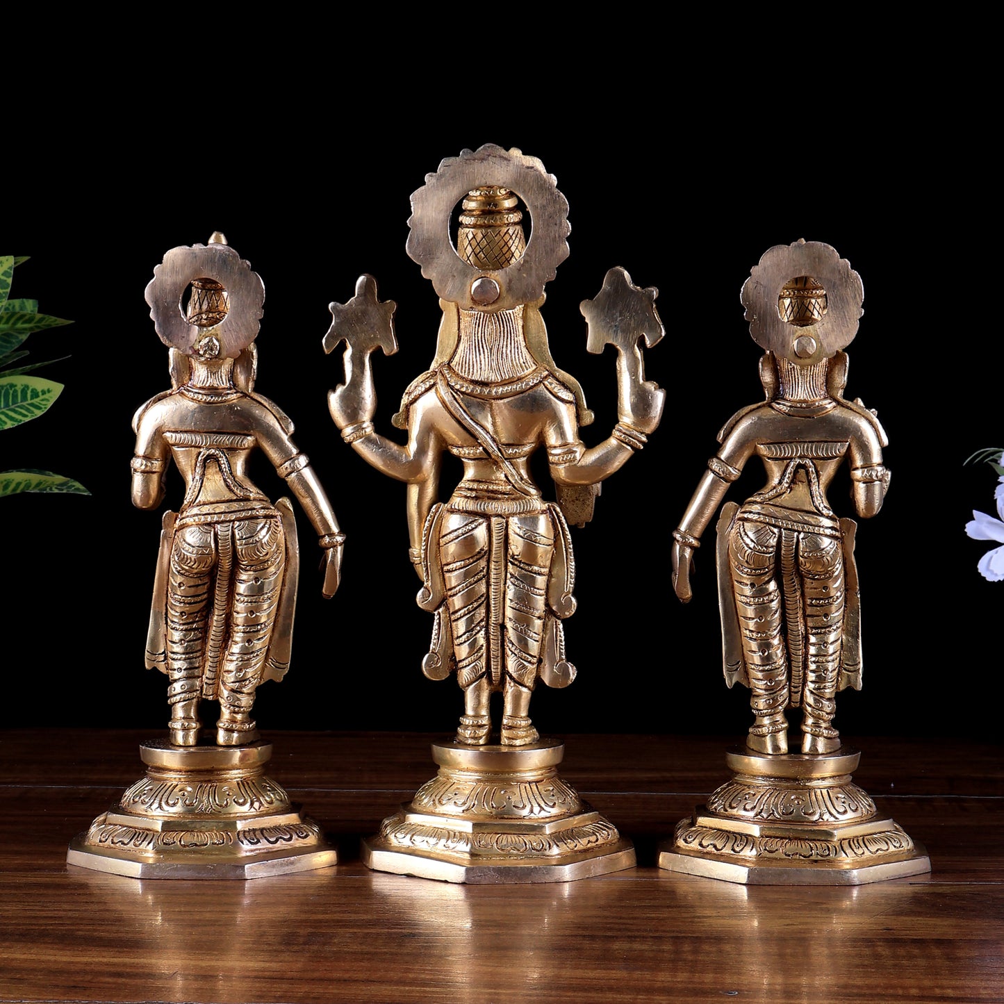 Brass Superfine Tirupati Balaji with Bhoodevi and Sridevi 10.5" kalyana murti