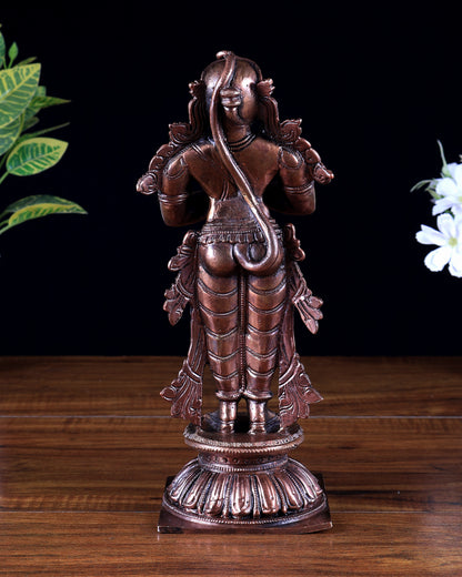 Pure Copper Standing Anjaneya Hanuman Idol | Anjali Namaskar Mudra Murti 9.5 inch