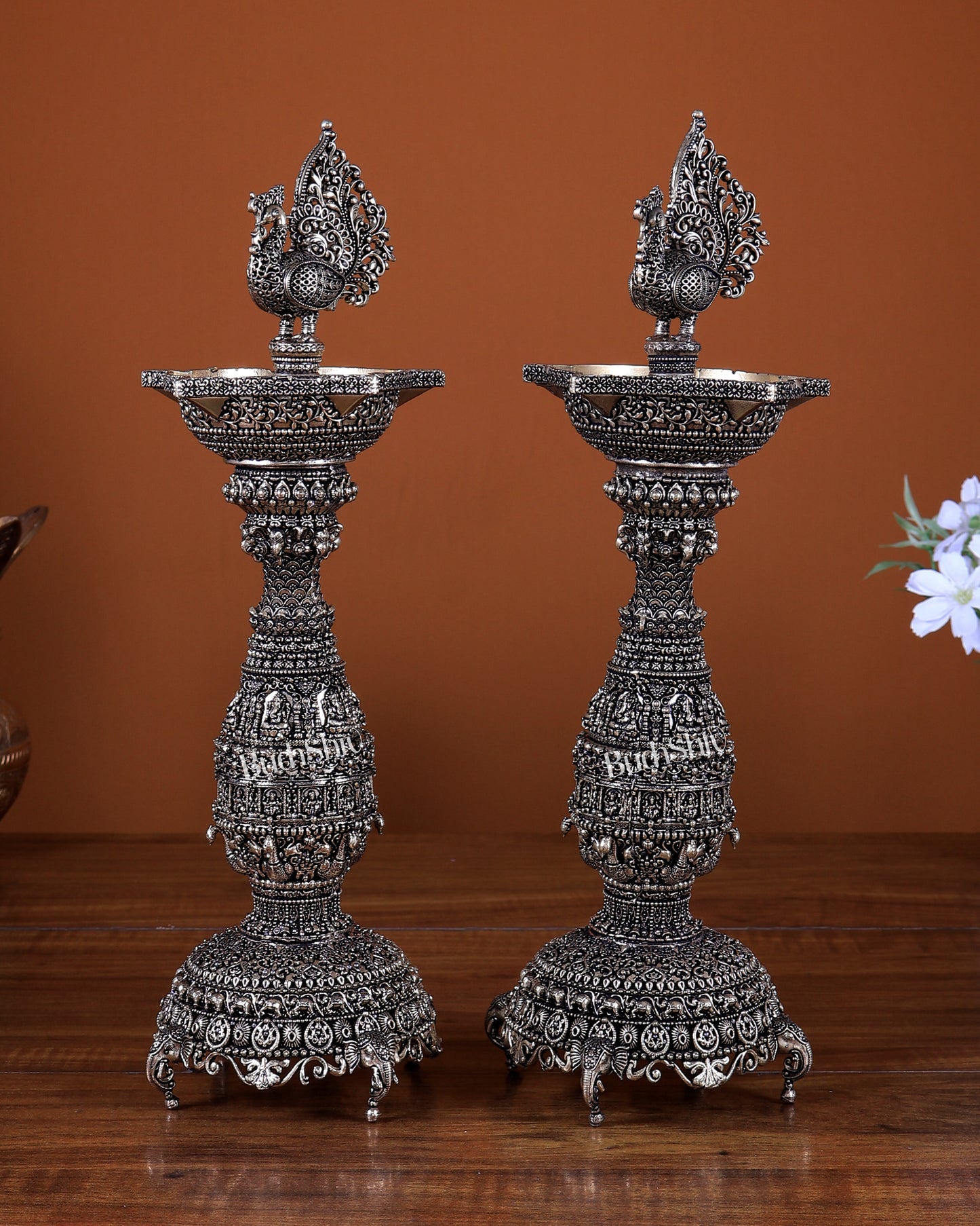 Brass Superfine Annam pakshi oil lamp diya samai 12 inch pair
