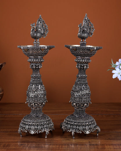 Brass Superfine Annam pakshi oil lamp diya samai 12 inch pair