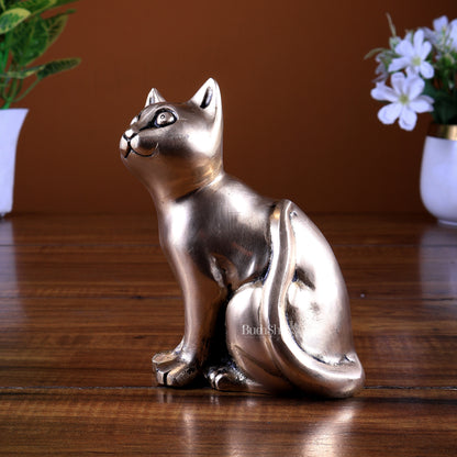 Brass Sitting Cat Statue | Vastu Decorative Showpiece