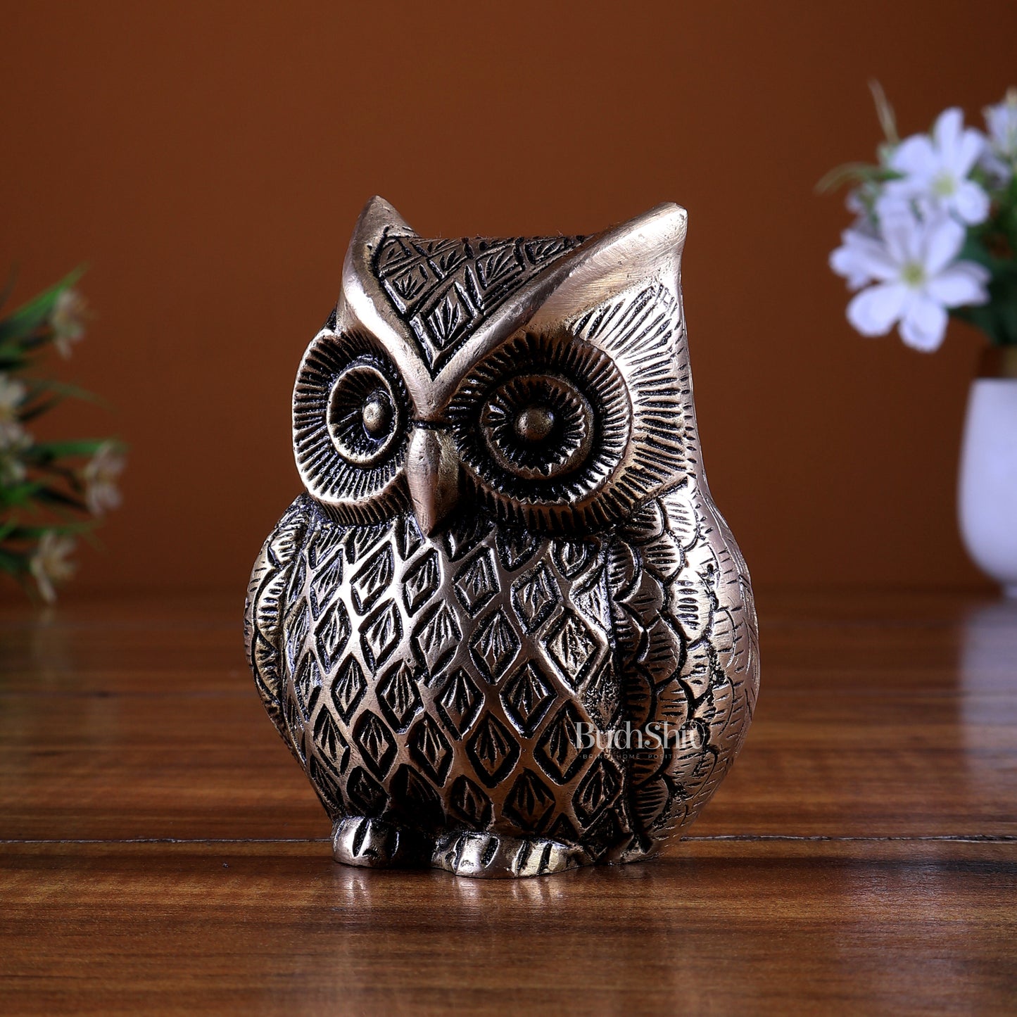 Brass Owl Statue | Superfine Carved Vastu Approved Showpiece