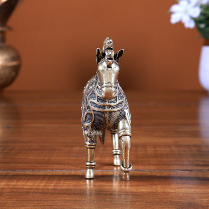Brass Trotting Horse Showpiece | Mosaic Design Vastu Decorative Statue