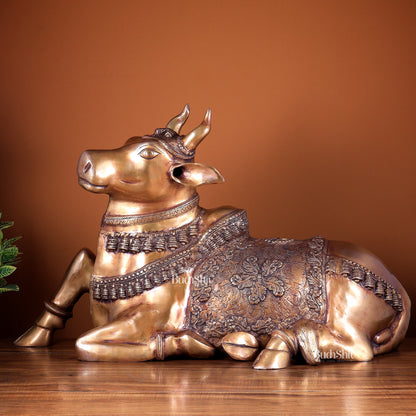 Brass Large Nandi Statue 34 inch dull gold finish