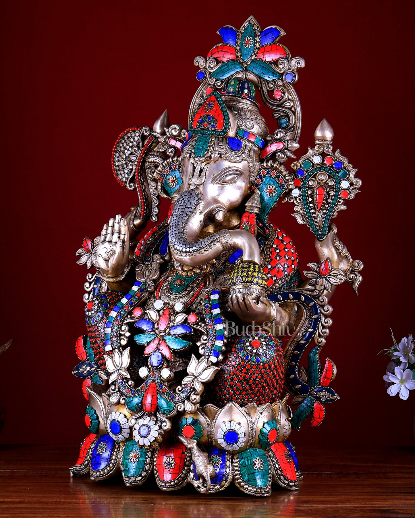 Handcrafted Brass Lord Ganesha statue with Lotus - 24" Height