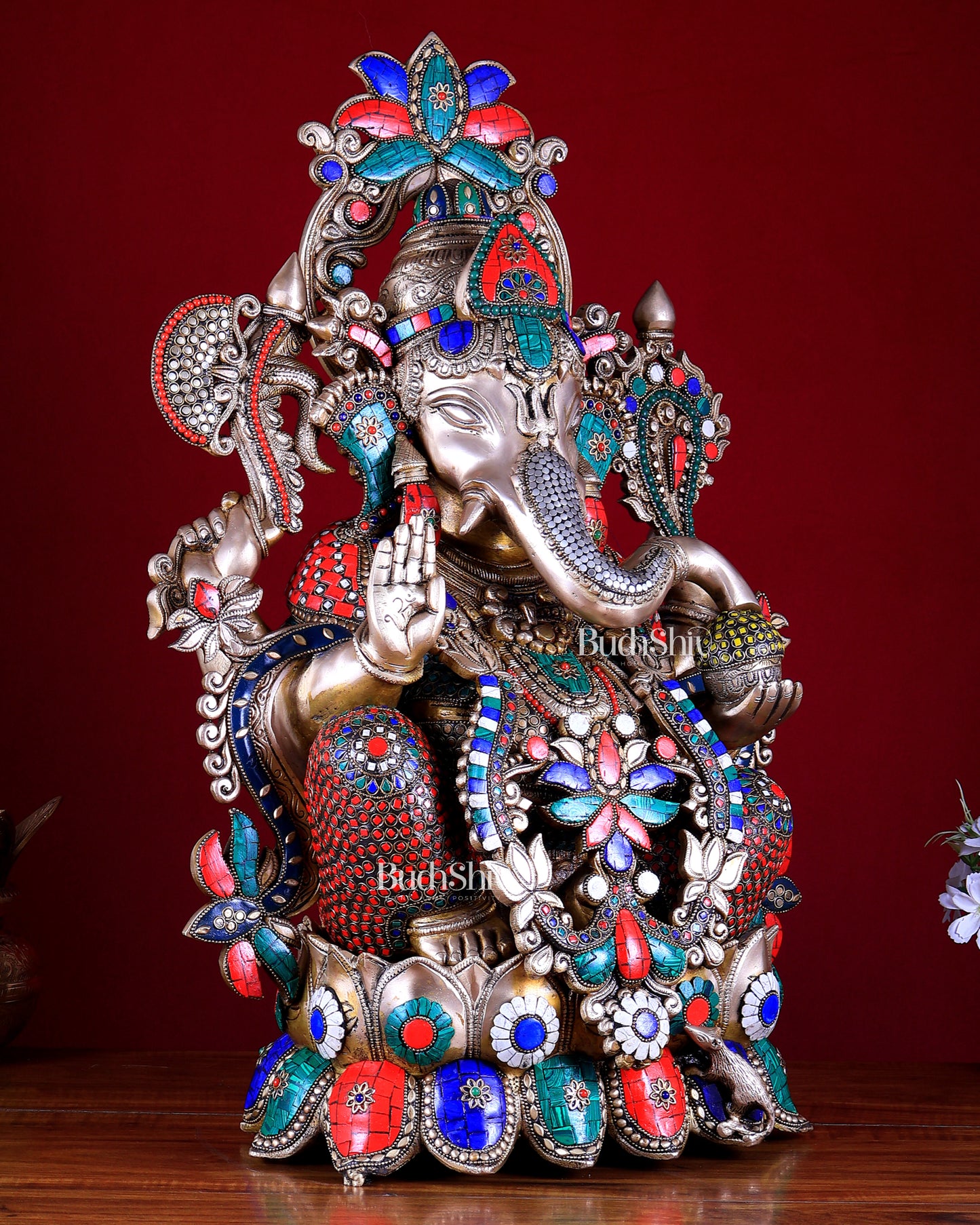 Handcrafted Brass Lord Ganesha statue with Lotus - 24" Height