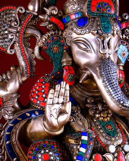 Handcrafted Brass Lord Ganesha statue with Lotus - 24" Height