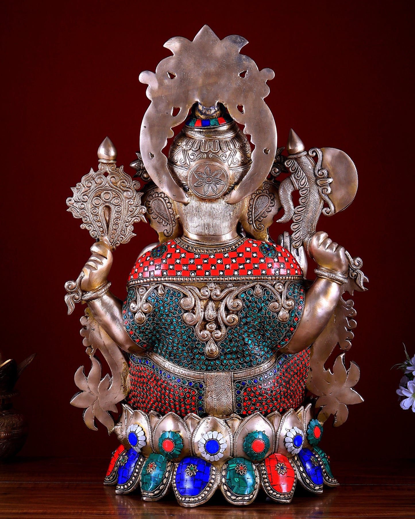 Handcrafted Brass Lord Ganesha statue with Lotus - 24" Height