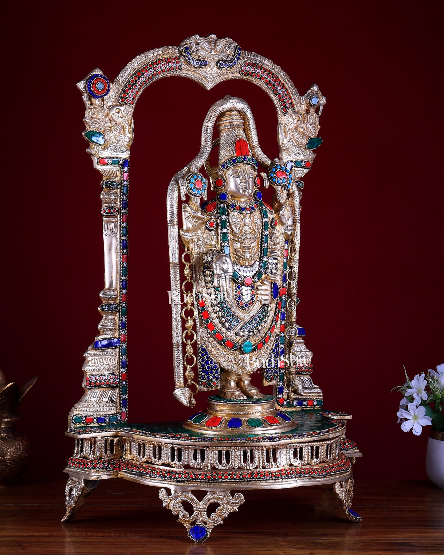 Tirupati Balaji Brass Idol 25 inch with stonework