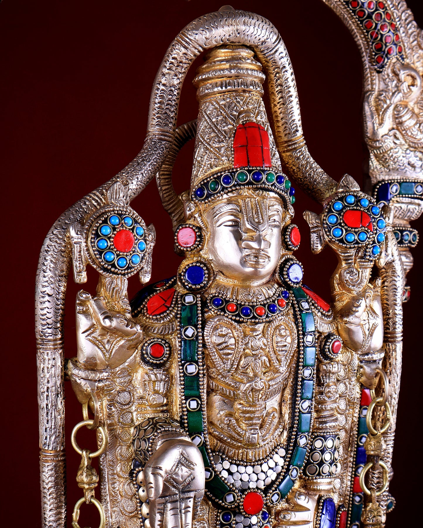 Tirupati Balaji Brass Idol 25 inch with stonework