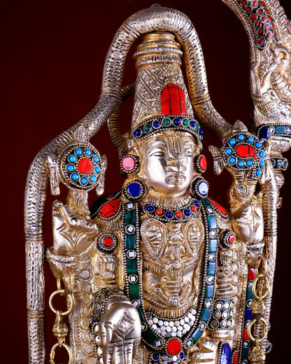 Tirupati Balaji Brass Idol 25 inch with stonework