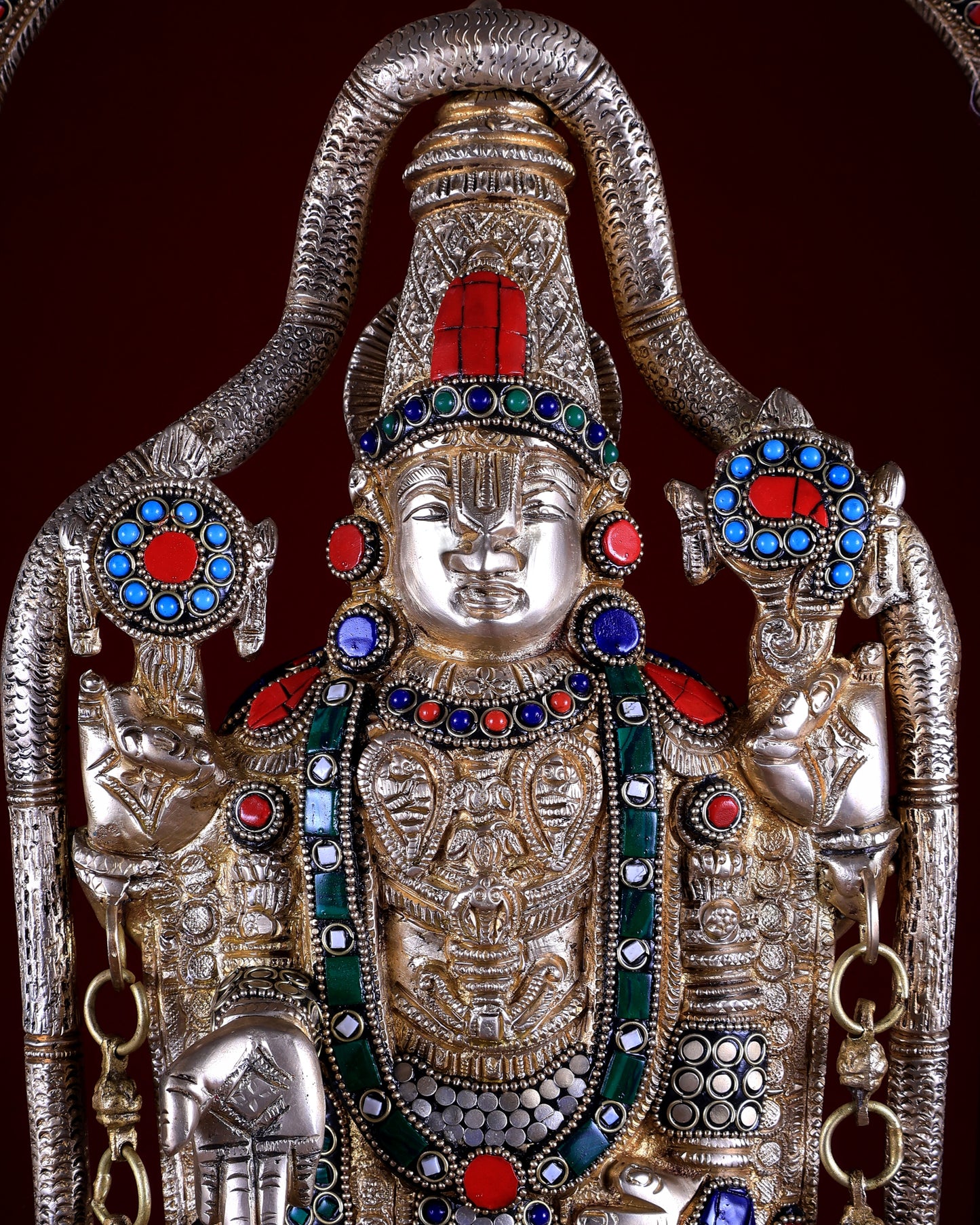 Tirupati Balaji Brass Idol 25 inch with stonework