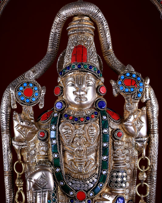 Tirupati Balaji Brass Idol 25 inch with stonework