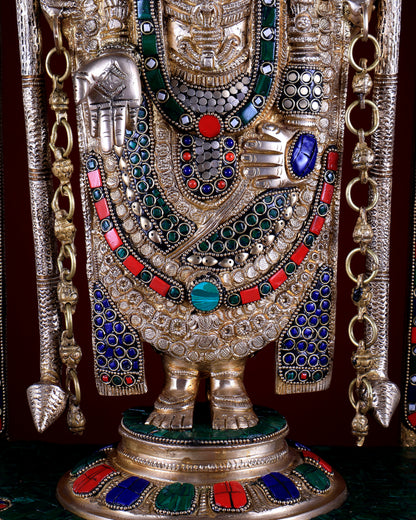 Tirupati Balaji Brass Idol 25 inch with stonework