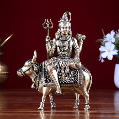 Brass Shiva Sitting Nandi Idol Superfine 6 inch