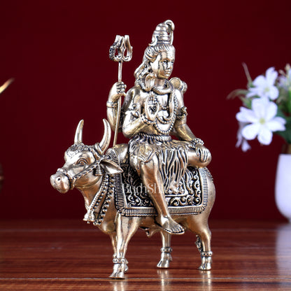 Brass Shiva Sitting Nandi Idol Superfine 6 inch
