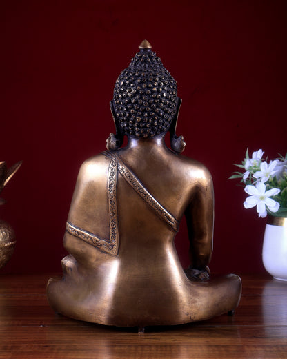 Vintage Brass Buddha Statue – Serene Heritage Spiritual Artefact 11 inch