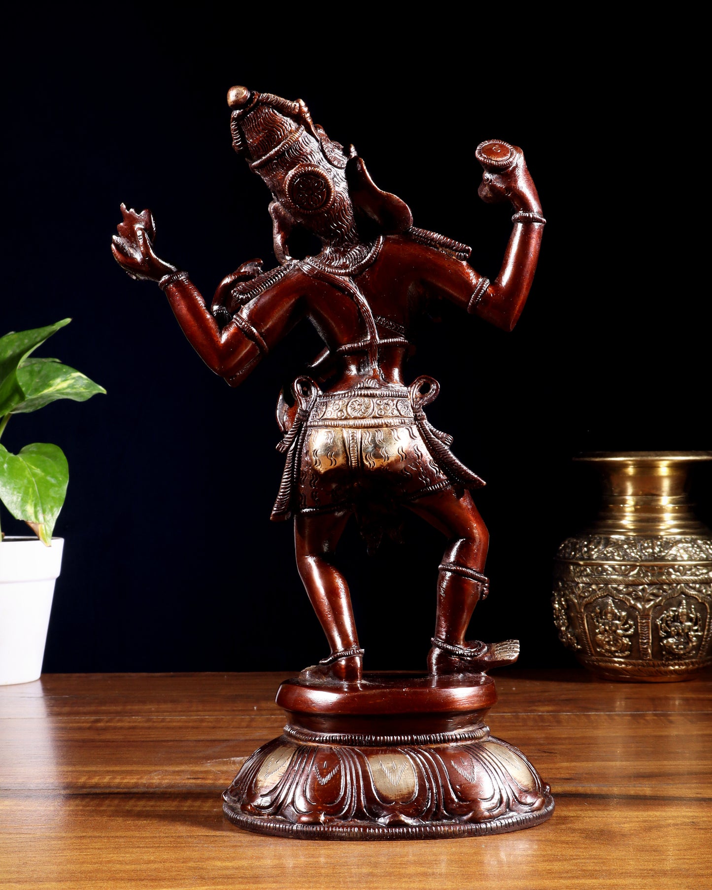 Pure Brass Dancing Shiva Statue - 11-Inch