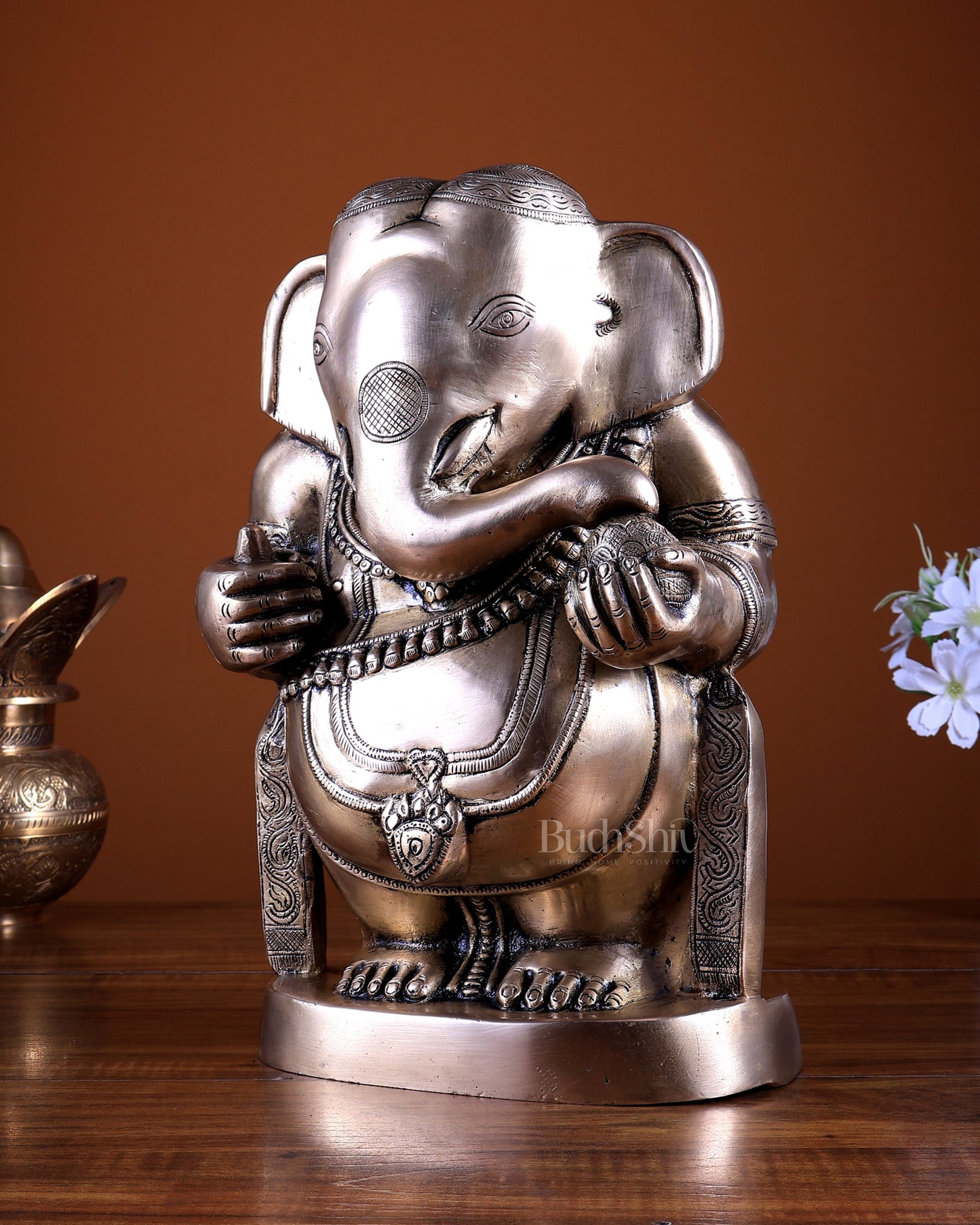 Brass Standing Baby Ganesha Statue 11.5 inch