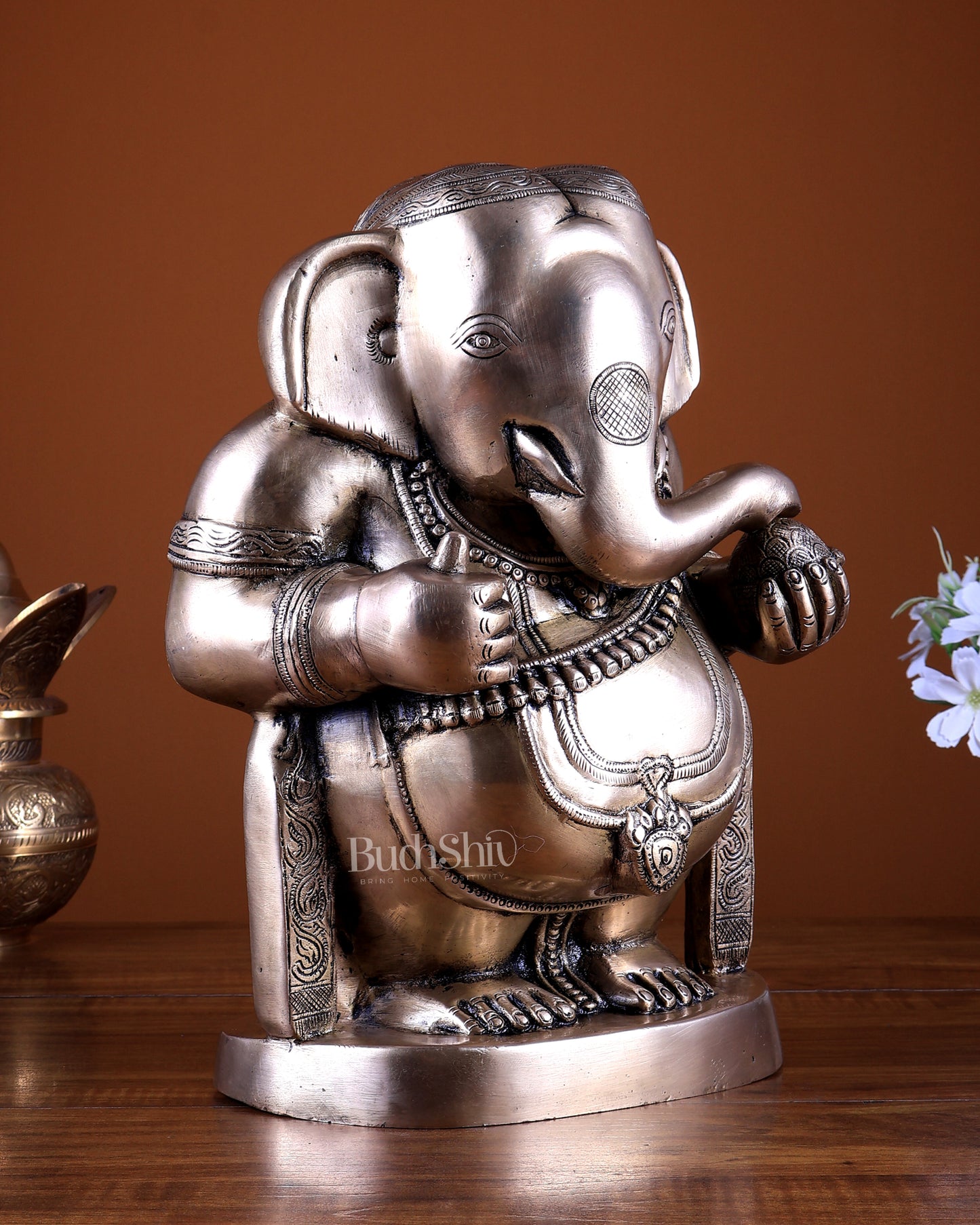 Brass Standing Baby Ganesha Statue 11.5 inch