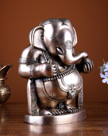 Brass Standing Baby Ganesha Statue 11.5 inch