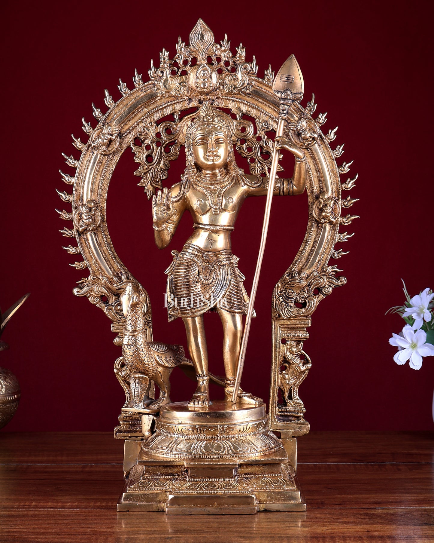 Pure Brass Murugan swamy Kartikeya Idol 16.5 inch
